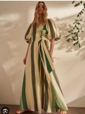NWOT  Juan De Dios Ermita Wrap-Around Linen Midi Dress, Sz 6